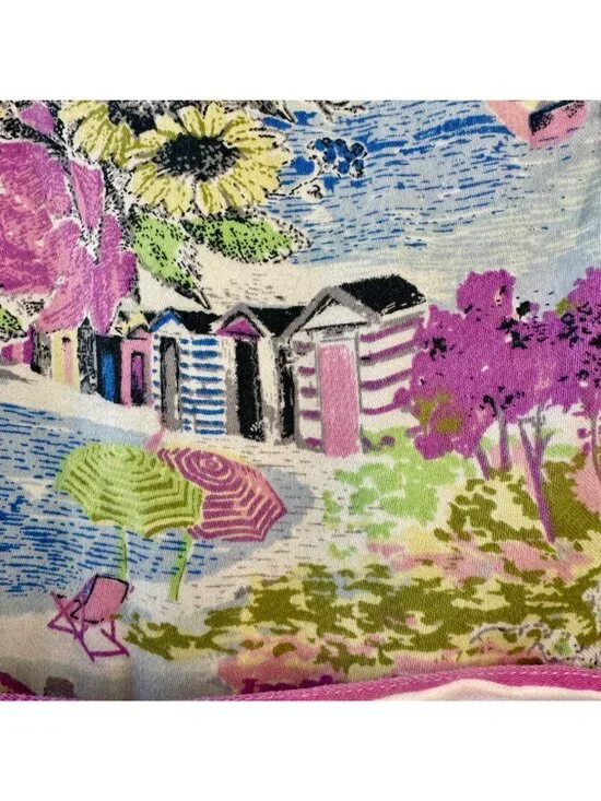 MONSOON Watercolor Beach Scene Dress Girls 5 Sailboats Lake Summer Sundress - Picture 6 of 8